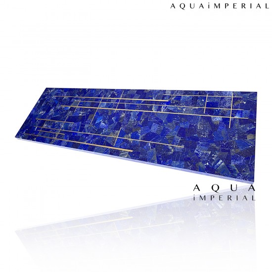 Lapis lazuli with brass inlay console top 