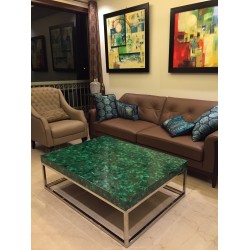 Malachite With Stainless Steel base Table Top