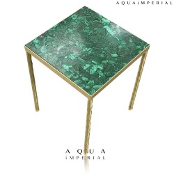 Malachite With Brass Base Corner Table Top