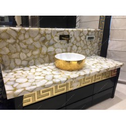White Agate With Golden Glitter Bathroom Counter