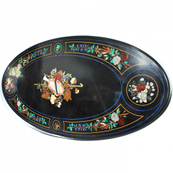 Oval Flute Pietra Dura Table Top