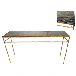 Tiger Eye Console With Brass Base