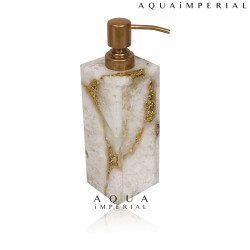 White Agate with Golden Glitter Bathroom Soap Dispenser