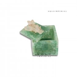 Green Fluorite Jewel Box With Rock Crystal Specimen Lid